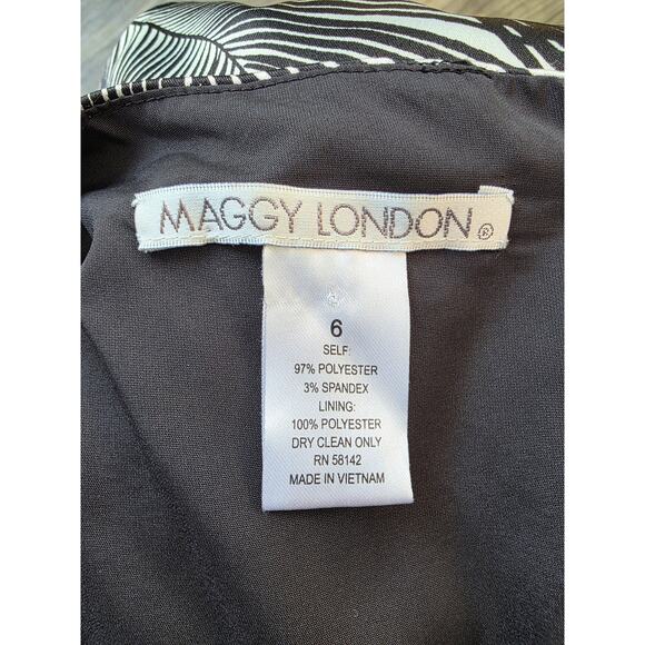 MAGGY LONDON Black-White Formal Satin Feel Front Twist Dress - Picture 3 of 3